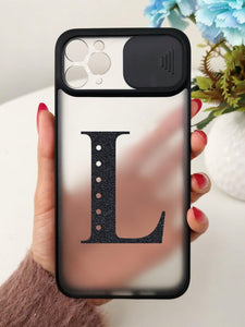 Letter Graphic Phone Case With Slide Camera Cover - Decotree.co Online Shop