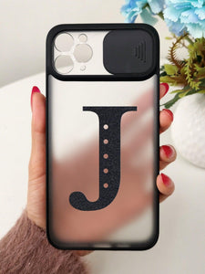 Letter Graphic Phone Case With Slide Camera Cover - Decotree.co Online Shop