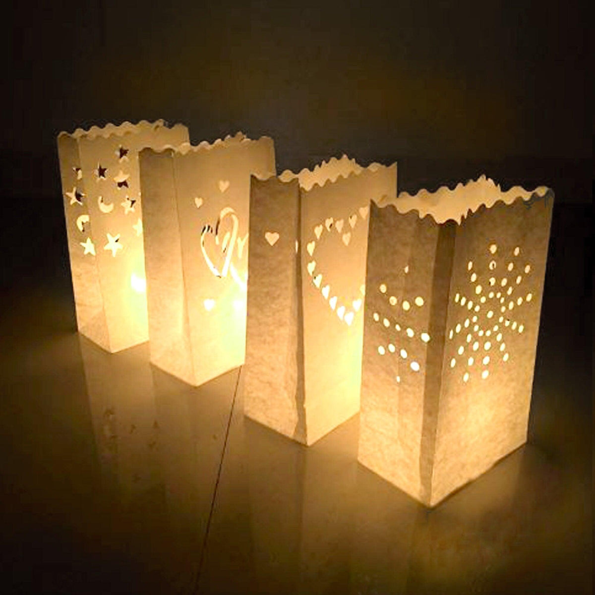 Light Up Paper Luminaries Paper Bags For Wedding Aisle Light Up Paper Bags Kit 50pcs