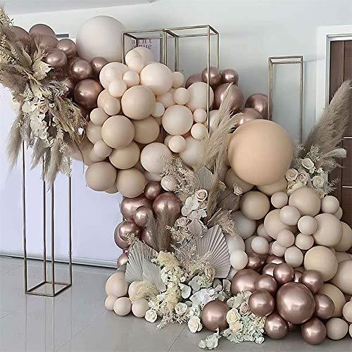 Macaron Orange Balloon Kit 134PCS 18In 12In 5In Macaron Orange Metallic Rose Gold Skin Color Balloon Arch Garland - Decotree.co Online Shop