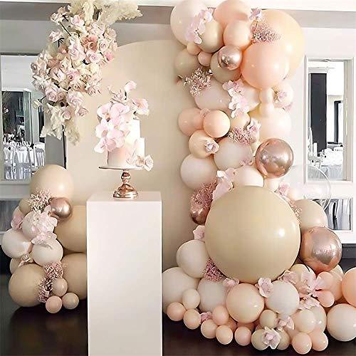 Macaron Pink Balloon Kit 134PCS 18In 12In 5In Macaron Orange Metallic Rose Gold Balloon Arch Garland - Decotree.co Online Shop