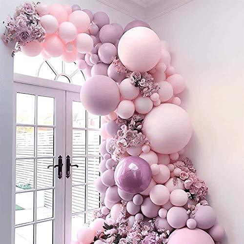 Macaron Pink Balloon Kit 136PCS 18In 12In 5In Macaron Rose Red Metallic Pink Balloon Arch Garland - Decotree.co Online Shop