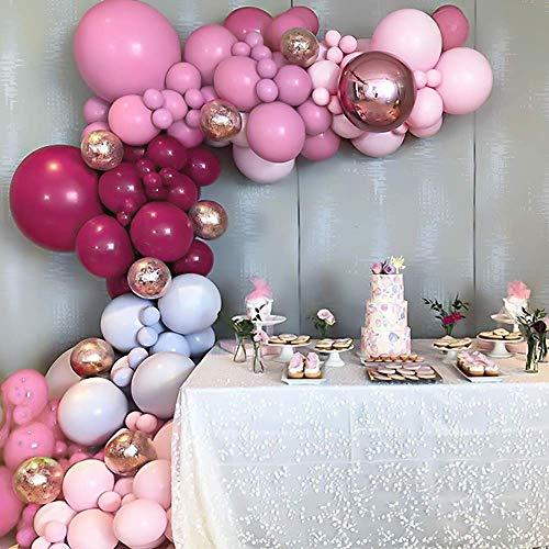 Macaron Rose Red Balloon Kit 144PCS 18In 12In 5In Macaron Pink Rese Red Blue Metallic Rose Gold Balloon Arch Garland - Decotree.co Online Shop