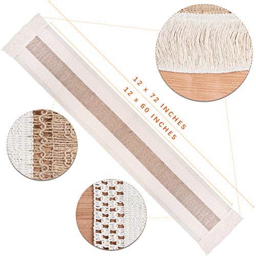 Macrame Table Runner Farmhouse Style, Natural Burlap Boho Table Runner Modern Farmhouse Decor Rustic Woven Cotton Crochet Lace for Bohemian - Decotree.co Online Shop
