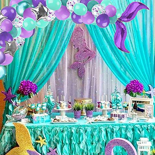 Mermaid Balloon Garland Kit, Purple Green Confetti Balloons for Birthday Party Decorations - Decotree.co Online Shop