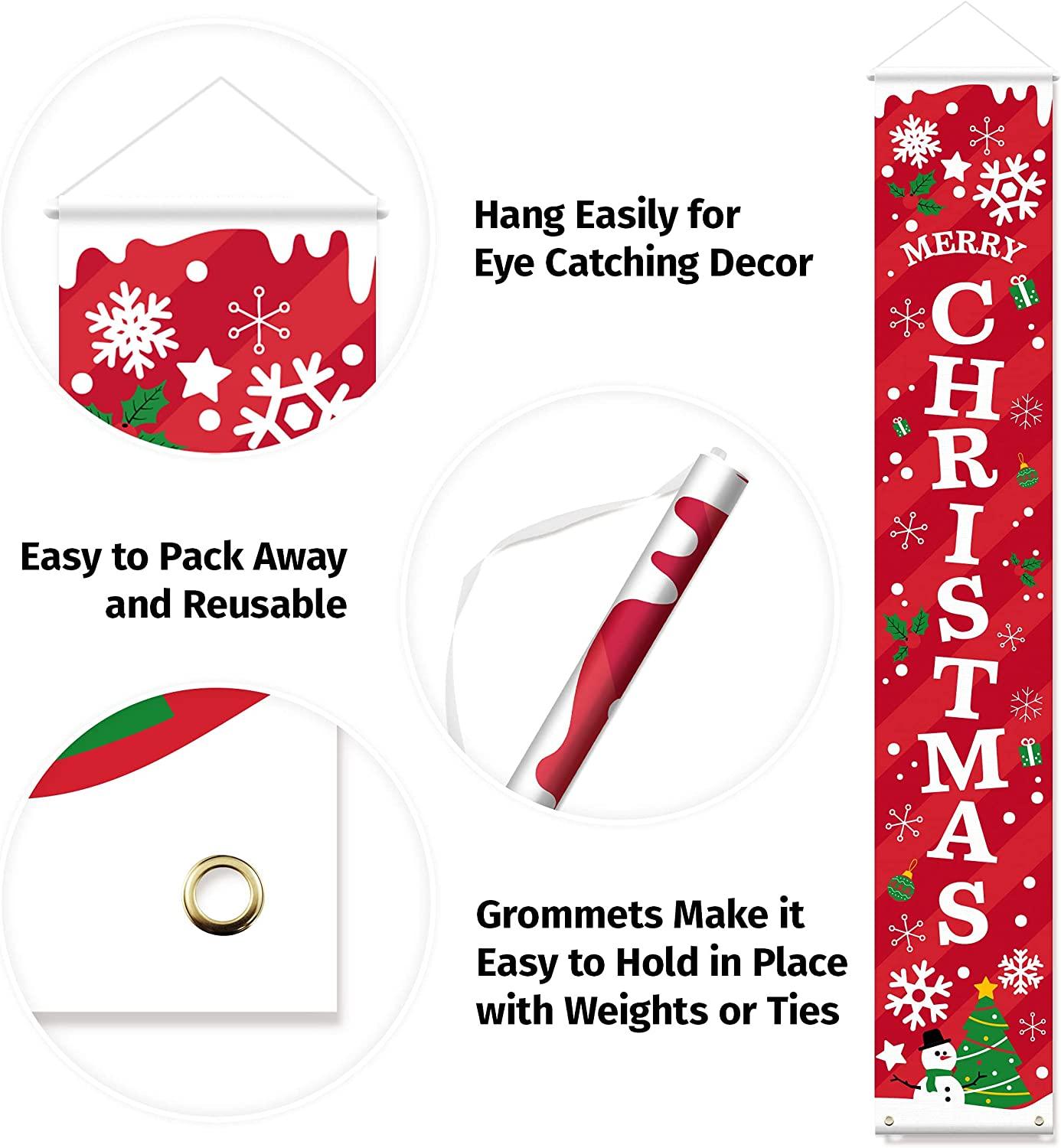 Merry Christmas Banner Sign - Christmas Front Porch Door Decorations - Decotree.co Online Shop