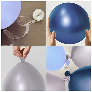 Metallic Blue Balloon Kit 147PCS 18In 12In 5In Metallic Sliver Macaron Blue Pearl Blue Transparent Balloon Arch Garland - Decotree.co Online Shop