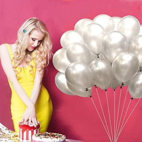 Metallic Chrome Silver Balloons 12 Inch Shiny Glossy Latex Helium party Balloons for Women Men Birthday Baby Shower Wedding Bridal Shower - Decotree.co Online Shop