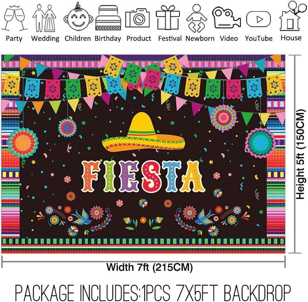 Mexican Fiesta Theme Backdrop for Photography Festival Birthday Party Decor Cinco De Mayo Carnival Colorful Flags - Decotree.co Online Shop