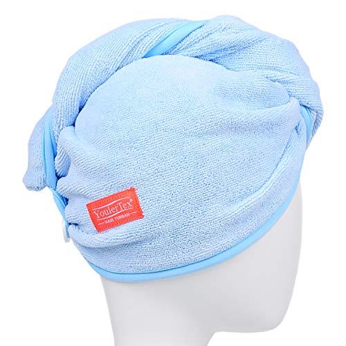Microfiber Hair Towel Wrap for Women, 2 Pack 10 inch X 26 inch, Super Absorbent Quick Dry Hair Turban for Drying Curly, Long & Thick Hair (Blue) - Decotree.co Online Shop