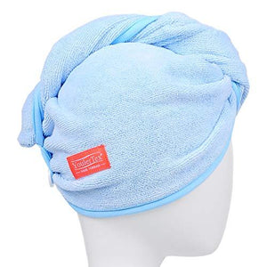 Microfiber Hair Towel Wrap for Women, 2 Pack 10 inch X 26 inch, Super Absorbent Quick Dry Hair Turban for Drying Curly, Long & Thick Hair (Blue) - Decotree.co Online Shop