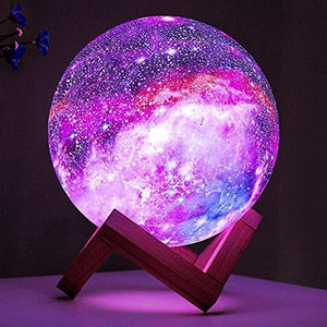 Moon Lamp Kids Night Light Galaxy Lamp 5.9 inch 16 Colors LED 3D Star Moon Light with Wood Stand, Remote & Touch Control USB Rechargeable Gift for Baby Girls Boys Birthday - Decotree.co Online Shop