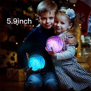 Moon Lamp Kids Night Light Galaxy Lamp 5.9 inch 16 Colors LED 3D Star Moon Light with Wood Stand, Remote & Touch Control USB Rechargeable Gift for Baby Girls Boys Birthday - Decotree.co Online Shop