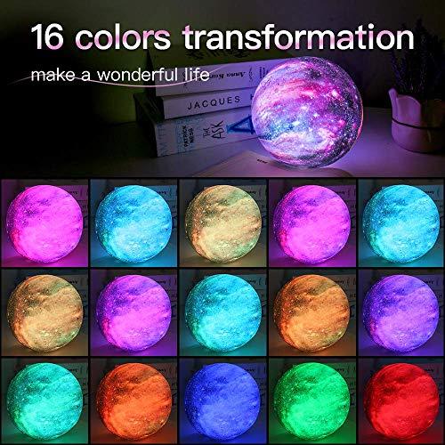 Moon Lamp Kids Night Light Galaxy Lamp 5.9 inch 16 Colors LED 3D Star Moon Light with Wood Stand, Remote & Touch Control USB Rechargeable Gift for Baby Girls Boys Birthday - Decotree.co Online Shop
