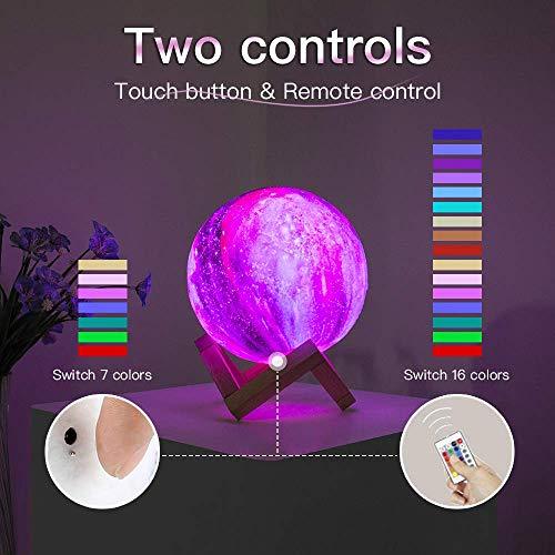Moon Lamp Kids Night Light Galaxy Lamp 5.9 inch 16 Colors LED 3D Star Moon Light with Wood Stand, Remote & Touch Control USB Rechargeable Gift for Baby Girls Boys Birthday - Decotree.co Online Shop