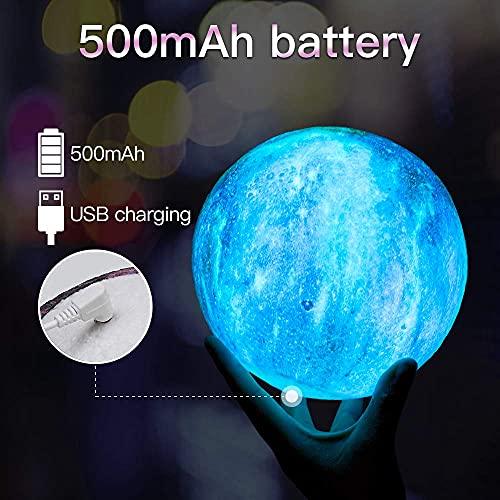 Moon Lamp Kids Night Light Galaxy Lamp 5.9 inch 16 Colors LED 3D Star Moon Light with Wood Stand, Remote & Touch Control USB Rechargeable Gift for Baby Girls Boys Birthday - Decotree.co Online Shop
