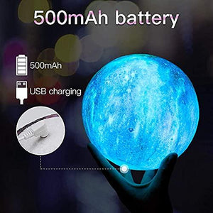 Moon Lamp Kids Night Light Galaxy Lamp 5.9 inch 16 Colors LED 3D Star Moon Light with Wood Stand, Remote & Touch Control USB Rechargeable Gift for Baby Girls Boys Birthday - Decotree.co Online Shop