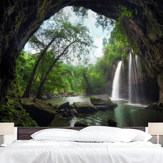 Mountain Cave Nature Tapestry Wall Hanging Forest Landscape Tapestries Waterfall Large Tapestry for Bedroom Dorm Decor - Decotree.co Online Shop