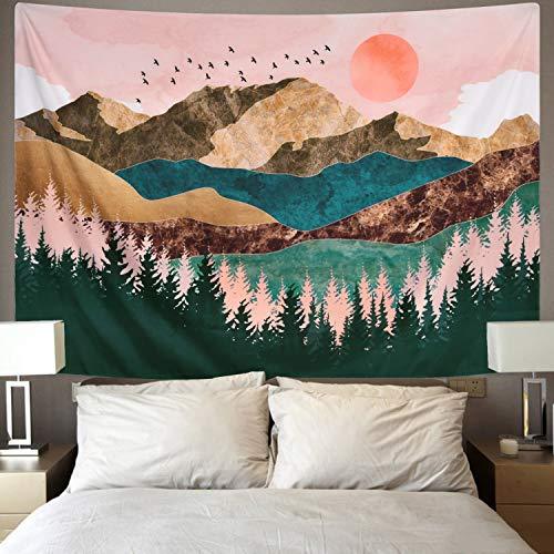 Mountain Tapestry Forest Tree Tapestry Sunset Tapestry Nature Landscape Tapestry Wall Hanging for Room(51.2 x 59.1 inches) - Decotree.co Online Shop
