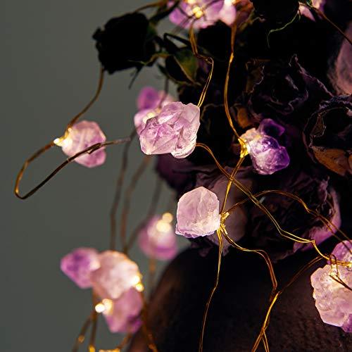 Natural Amethyst Raw Stones USB/Battery Powered 10FT 40 LEDs with Remote for Meditation Wedding Day Present Bedroom Christmas Party Birthday - Decotree.co Online Shop