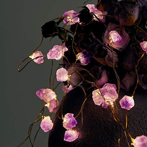 Natural Amethyst Raw Stones USB/Battery Powered 10FT 40 LEDs with Remote for Meditation Wedding Day Present Bedroom Christmas Party Birthday - Decotree.co Online Shop