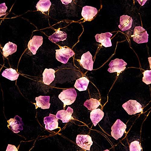 Natural Amethyst Raw Stones USB/Battery Powered 10FT 40 LEDs with Remote for Meditation Wedding Day Present Bedroom Christmas Party Birthday - Decotree.co Online Shop