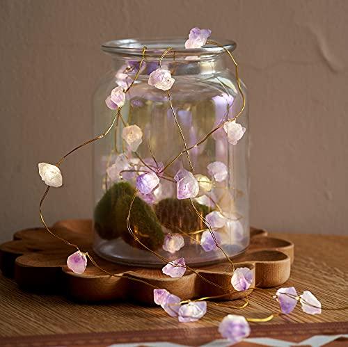 Natural Amethyst Raw Stones USB/Battery Powered 10FT 40 LEDs with Remote for Meditation Wedding Day Present Bedroom Christmas Party Birthday - Decotree.co Online Shop