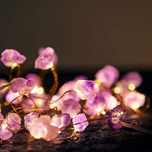 Natural Amethyst Raw Stones USB/Battery Powered 10FT 40 LEDs with Remote for Meditation Wedding Day Present Bedroom Christmas Party Birthday - Decotree.co Online Shop