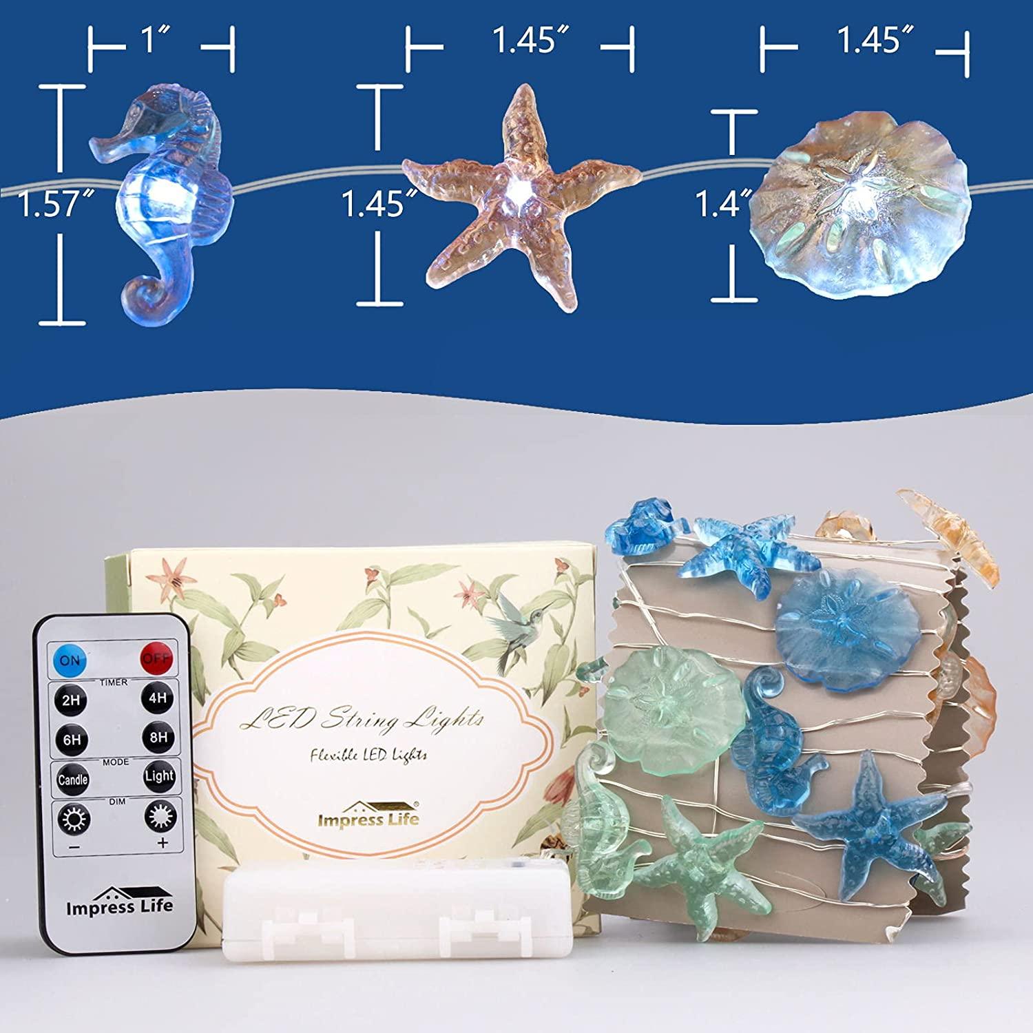 Nautical Theme Decorative String Lights, Under The Sea Sand Dollars Seahorse - Decotree.co Online Shop