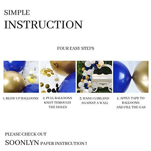 Navy Blue and Gold Balloons 130 Pcs 12 Inch Confetti Balloons White Latex Balloon Garland Kit with Balloon Accessories - Decotree.co Online Shop