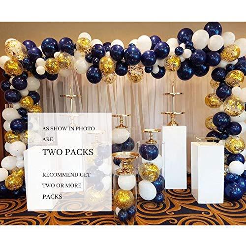 Navy Blue and Gold Balloons 130 Pcs 12 Inch Confetti Balloons White Latex Balloon Garland Kit with Balloon Accessories - Decotree.co Online Shop