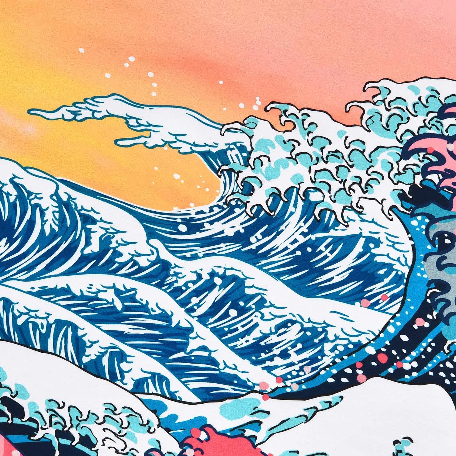 Ocean Wave Tapestry Sunset Tapestry 3D Great Wave Tapestry Japanese Tapestry for Room - Decotree.co Online Shop