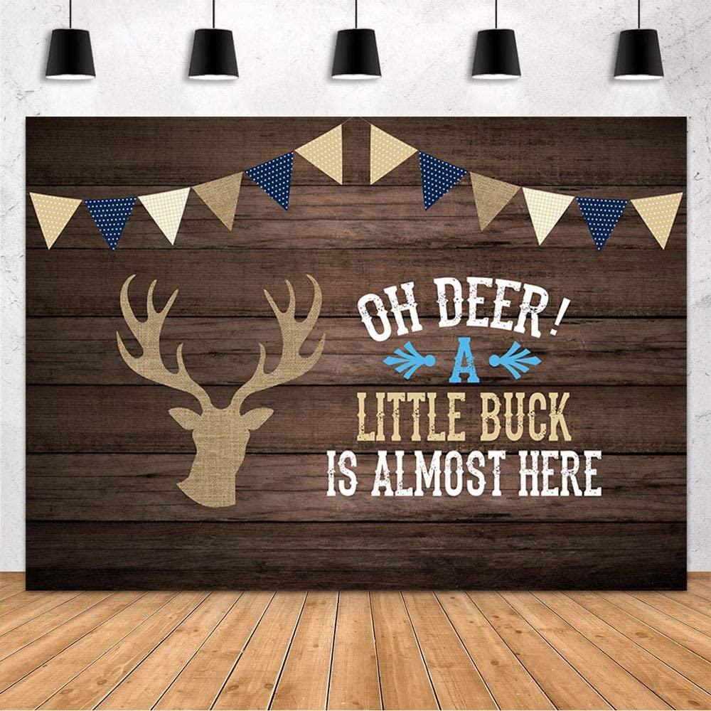 Oh Deer Boy Baby Shower Gray Rustic Wood Backdrops Birthday Party Decoration - Decotree.co Online Shop