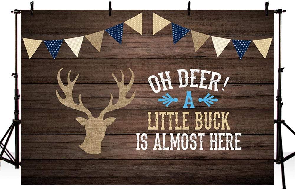 Oh Deer Boy Baby Shower Gray Rustic Wood Backdrops Birthday Party Decoration - Decotree.co Online Shop