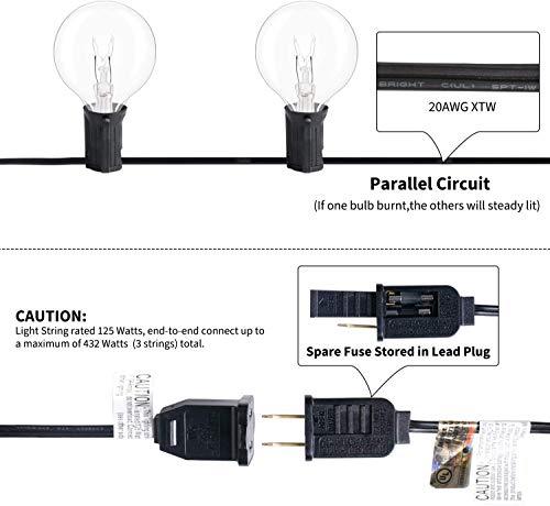 Outdoor String Lights 25 Feet G40 Globe Patio Lights with 27 Edison Glass Bulbs - Decotree.co Online Shop
