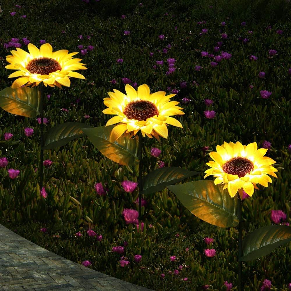 Outdoor Sunflower Solar Garden Decor Yard Stake, 26'' Decorative Lights for Garden Patio - Decotree.co Online Shop
