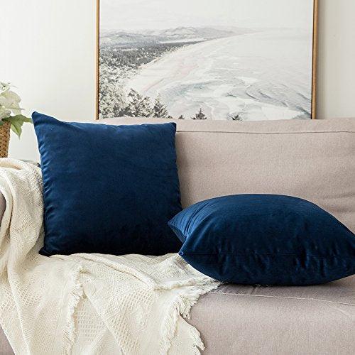 Pack of 2, Velvet Soft Solid Decorative Square Throw Pillow Covers Set Cushion Case for Sofa, Bedroom, Car - Decotree.co Online Shop