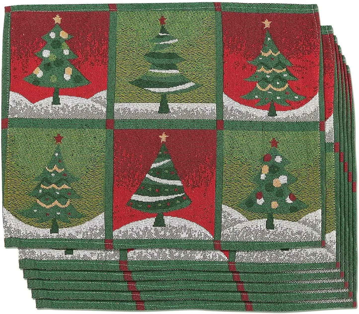 Pack of 6 Dining Table Placemats - Christmas Kitchen Table Mats - Christmas Tree Design - Decotree.co Online Shop