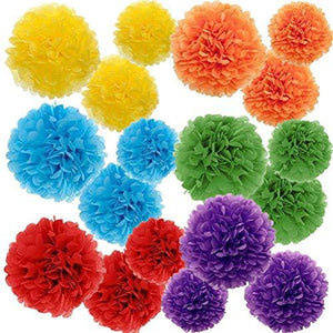 Paper Pom Poms Color Tissue Flowers Birthday Celebration Wedding Party Halloween Christmas Outdoor Decoration,18 pcs of 10 12 14 Inch - Decotree.co Online Shop