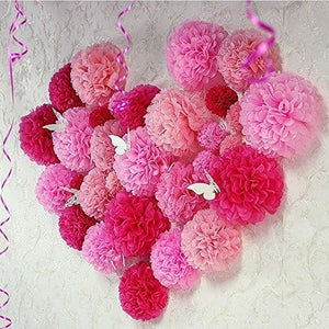 Paper Pom Poms Color Tissue Flowers Birthday Celebration Wedding Party Halloween Christmas Outdoor Decoration,18 pcs of 10 12 14 Inch - Decotree.co Online Shop