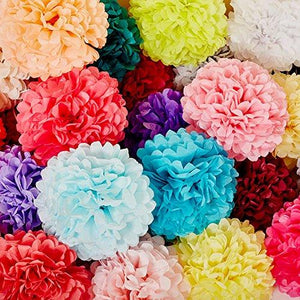 Paper Pom Poms Color Tissue Flowers Birthday Celebration Wedding Party Halloween Christmas Outdoor Decoration,18 pcs of 10 12 14 Inch - Decotree.co Online Shop
