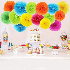 Paper Pom Poms Color Tissue Flowers Hanging Paper Fans Celebration Wedding Birthday Party Halloween Christmas Outdoor Decoration-Set of 20 - Decotree.co Online Shop