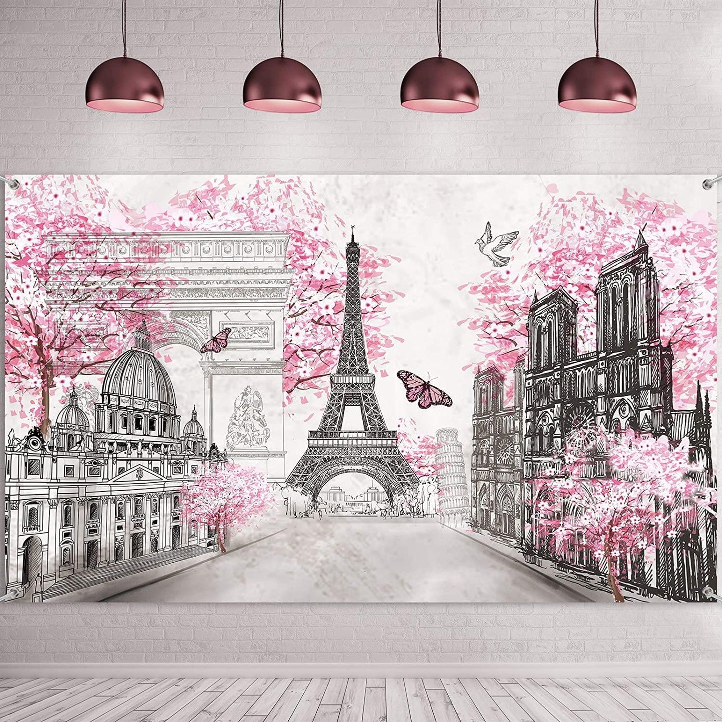 Paris Tapestry Backdrop Paris Wall Art Eiffel Tower Photo Banner Background Birthday Backdrop - Decotree.co Online Shop