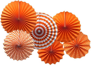 Party Hanging Paper Fans Set, Orange Round Pattern Paper Garlands Decoration for Birthday Wedding Graduation Events Accessories - Decotree.co Online Shop