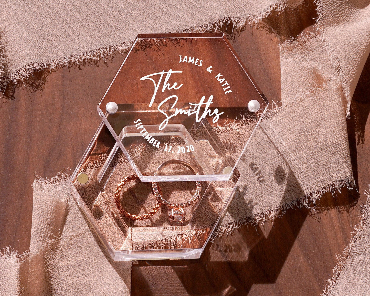 Personalized Wedding Ring Box | Custom Acrylic Ring Box | Engraved Ring Bearer | Engagement Wedding Ceremony Ring Box - Decotree.co Online Shop