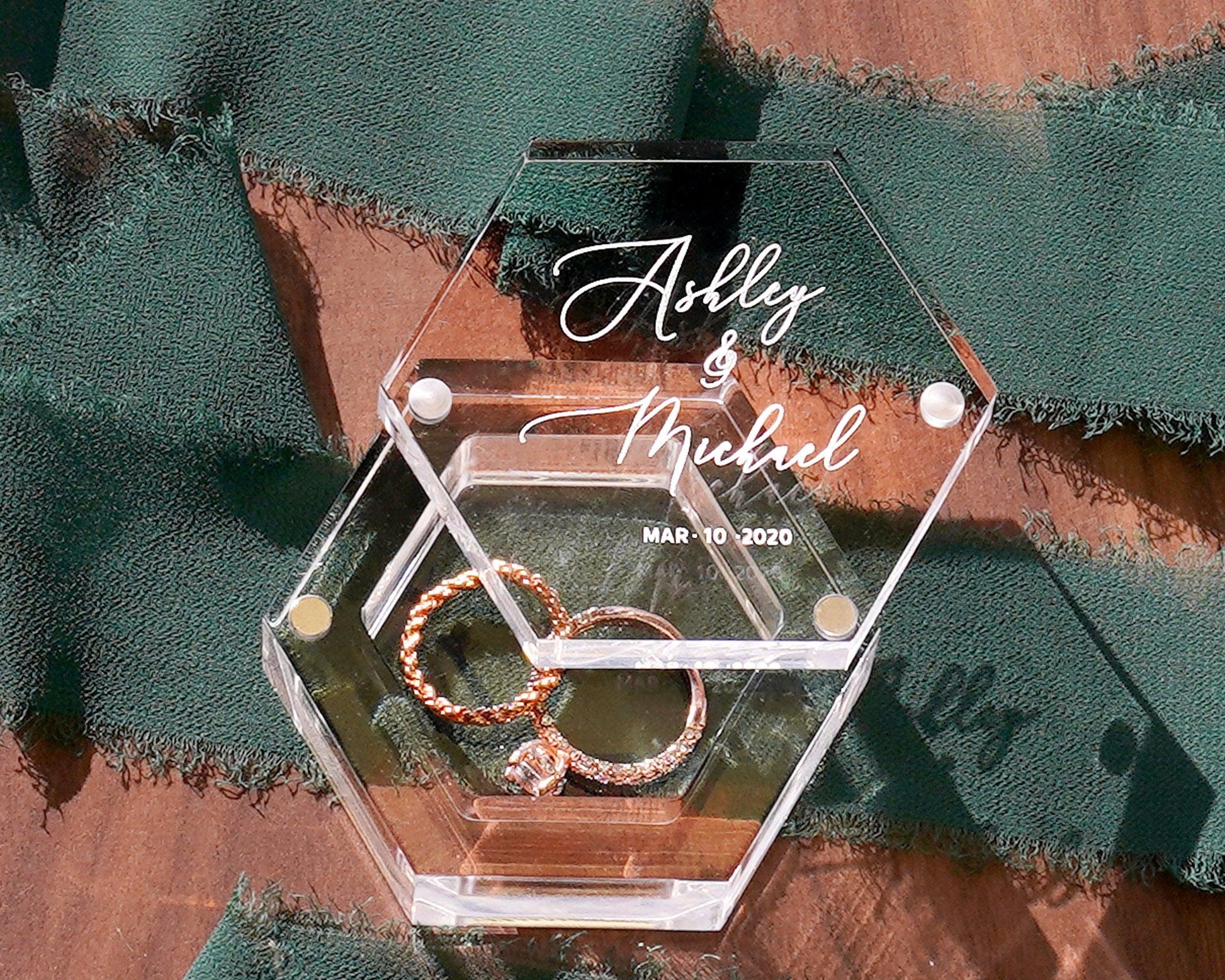 Personalized Wedding Ring Box | Custom Acrylic Ring Box | Engraved Ring Bearer | Engagement Wedding Ceremony Ring Box - Decotree.co Online Shop