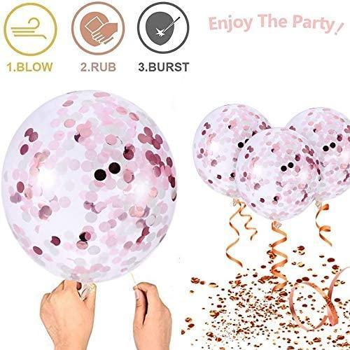 Pink and Gold Balloons-50pcs 12 inch Rose Confetti Balloons and Matte white Balloon- Gold Confetti Latex Balloons for Birthday Wedding - Decotree.co Online Shop