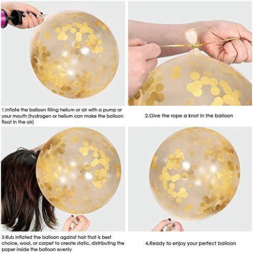 Pink and Gold Balloons-50pcs 12 inch Rose Confetti Balloons and Matte white Balloon- Gold Confetti Latex Balloons for Birthday Wedding - Decotree.co Online Shop