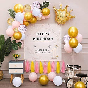 Pink and Gold Balloons-50pcs 12 inch Rose Confetti Balloons and Matte white Balloon- Gold Confetti Latex Balloons for Birthday Wedding - Decotree.co Online Shop