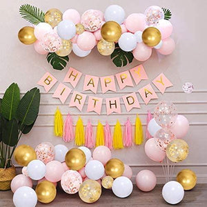 Pink and Gold Balloons-50pcs 12 inch Rose Confetti Balloons and Matte white Balloon- Gold Confetti Latex Balloons for Birthday Wedding - Decotree.co Online Shop